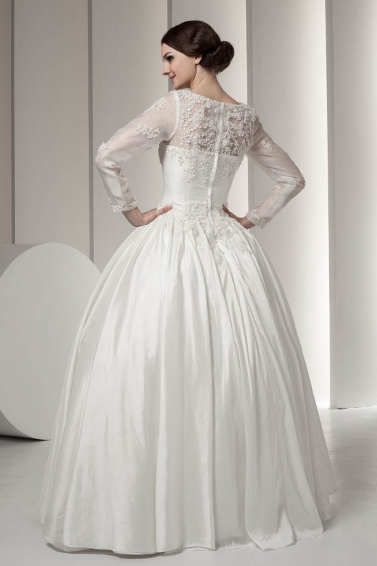 Wonderful Portrait Long Sleeve Satin Fine Netting Lace Floor-Length Wedding Dresses 2031066 Wonderful Portrait Long Sleeve Satin Fine Netting Lace Floor-Length Wedding Dresses 2031066