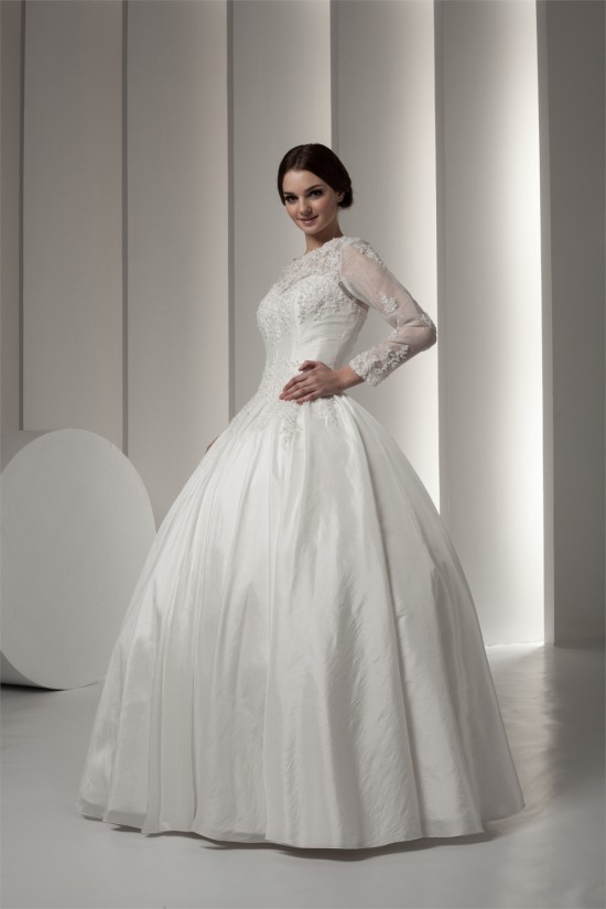Wonderful Portrait Long Sleeve Satin Fine Netting Lace Floor-Length Wedding Dresses 2031066 Wonderful Portrait Long Sleeve Satin Fine Netting Lace Floor-Length Wedding Dresses 2031066