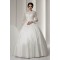 Wonderful Portrait Long Sleeve Satin Fine Netting Lace Floor-Length Wedding Dresses 2031066