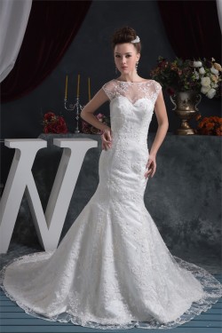 Wonderful Satin Lace Mermaid/Trumpet Wedding Dresses 2031067