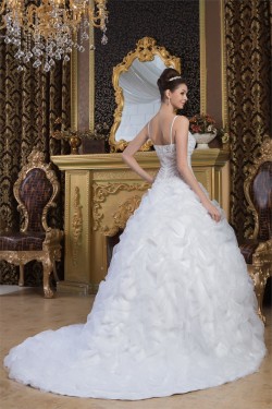 Wonderful Satin Sleeveless Spaghetti Straps A-Line Beaded Wedding Dresses 2031069