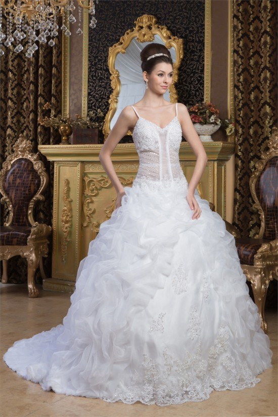 Wonderful Satin Sleeveless Spaghetti Straps A-Line Beaded Wedding Dresses 2031069 Wonderful Satin Sleeveless Spaghetti Straps A-Line Beaded Wedding Dresses 2031069