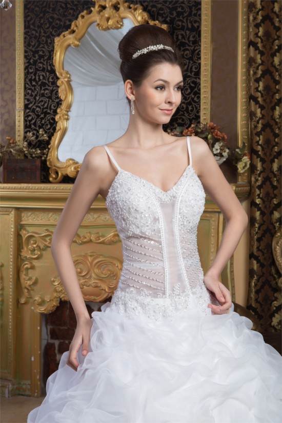 Wonderful Satin Sleeveless Spaghetti Straps A-Line Beaded Wedding Dresses 2031069 Wonderful Satin Sleeveless Spaghetti Straps A-Line Beaded Wedding Dresses 2031069