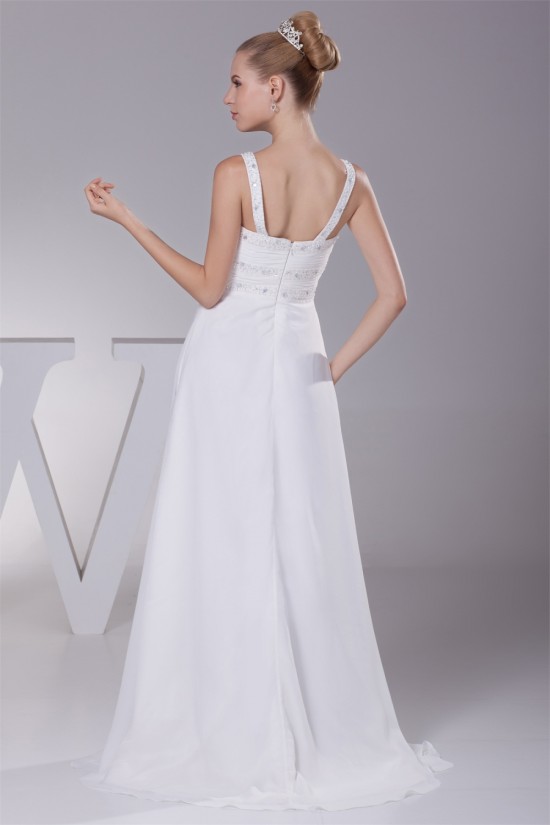 A-Line Chiffon Spaghetti Straps Beaded Wedding Dresses 2030107