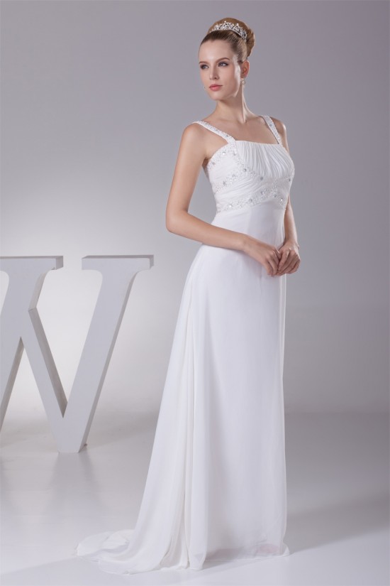 A-Line Chiffon Spaghetti Straps Beaded Wedding Dresses 2030107