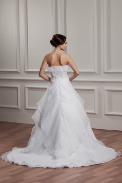 Wonderful Satin Strapless Sleeveless A-Line Beaded Wedding Dresses 2031070