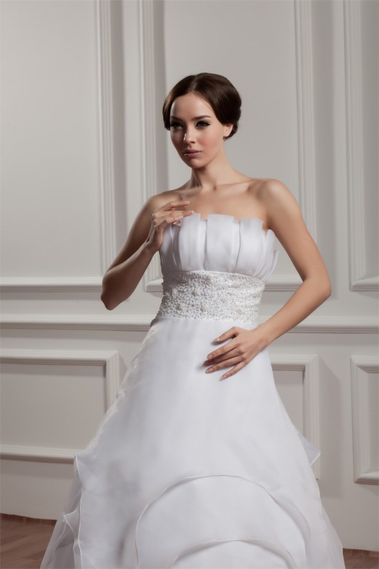 Wonderful Satin Strapless Sleeveless A-Line Beaded Wedding Dresses 2031070 Wonderful Satin Strapless Sleeveless A-Line Beaded Wedding Dresses 2031070