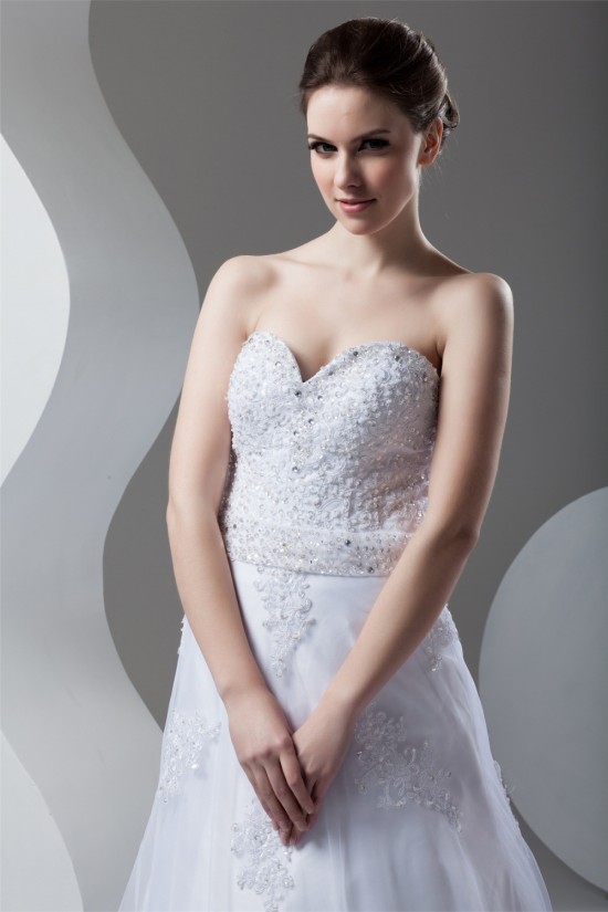 Wonderful A-Line Sweetheart Sleeveless Beaded Lace Wedding Dresses 2031074