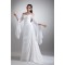 A-Line Chiffon Satin Spaghetti Straps 3/4 Length Sleeve Wedding Dresses 2031078