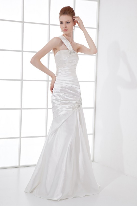 A-Line Floor-Length Sleeveless One-Shoulder Beaded Wedding Dresses 2031079 A-Line Floor-Length Sleeveless One-Shoulder Beaded Wedding Dresses 2031079