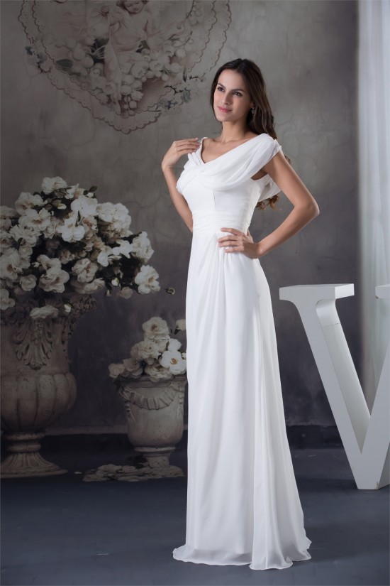 A-Line Chiffon V-Neck Floor-Length New Arrival Wedding Dresses 2030108