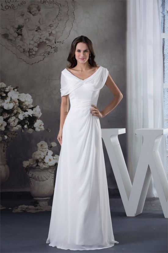 A-Line Chiffon V-Neck Floor-Length New Arrival Wedding Dresses 2030108