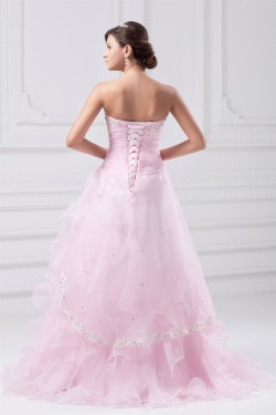 A-Line Satin Organza Sleeveless Sweetheart Wedding Dresses with Color 2031082