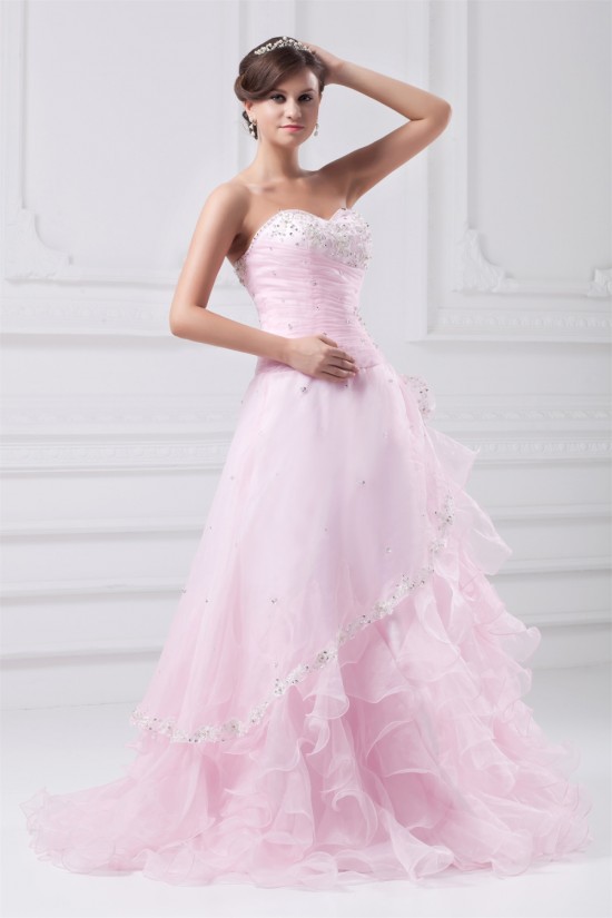 A-Line Satin Organza Sleeveless Sweetheart Wedding Dresses with Color 2031082 A-Line Satin Organza Sleeveless Sweetheart Wedding Dresses with Color 2031082
