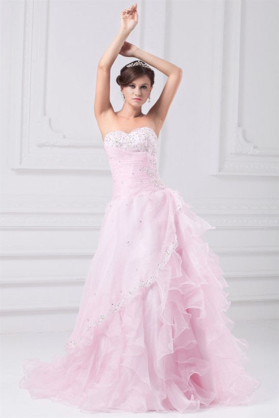 A-Line Satin Organza Sleeveless Sweetheart Wedding Dresses with Color 2031082 A-Line Satin Organza Sleeveless Sweetheart Wedding Dresses with Color 2031082