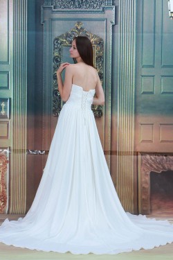 A-Line Sleeveless Chiffon Satin Sweetheart Wedding Dresses 2031084