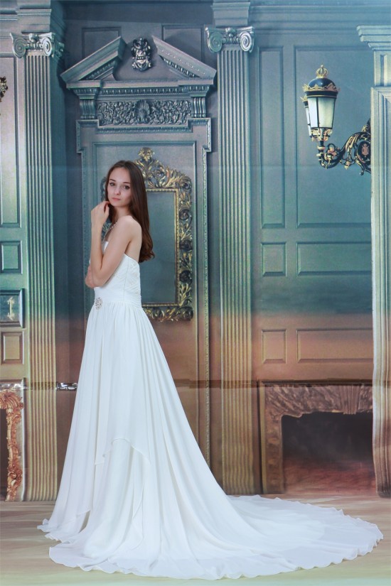 A-Line Sleeveless Chiffon Satin Sweetheart Wedding Dresses 2031084 A-Line Sleeveless Chiffon Satin Sweetheart Wedding Dresses 2031084