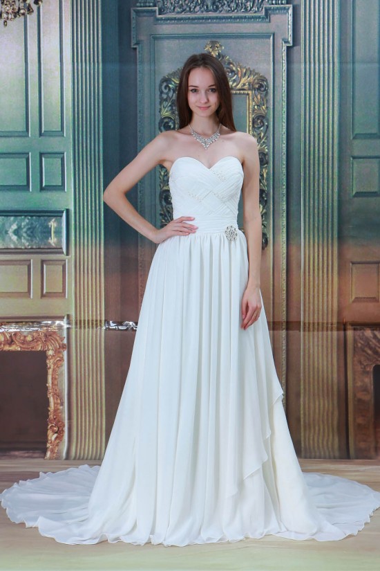 A-Line Sleeveless Chiffon Satin Sweetheart Wedding Dresses 2031084 A-Line Sleeveless Chiffon Satin Sweetheart Wedding Dresses 2031084