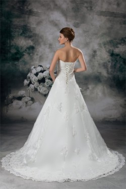 A-Line Sleeveless Sweetheart Lace Fine Netting Wedding Dresses 2031086
