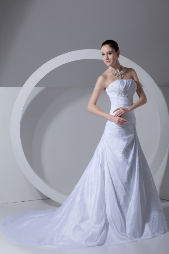 A-Line Sleeveless Taffeta Strapless Beaded Lace Wedding Dresses 2031089 A-Line Sleeveless Taffeta Strapless Beaded Lace Wedding Dresses 2031089