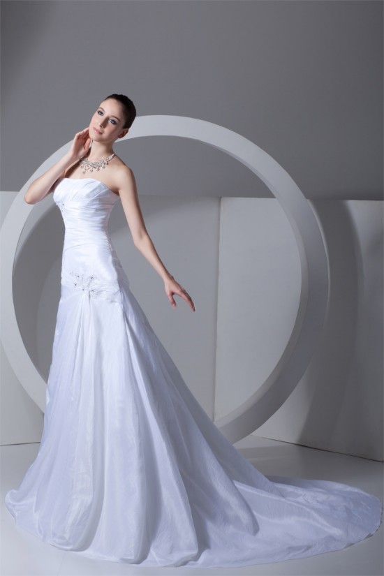 A-Line Sleeveless Taffeta Strapless Beaded Lace Wedding Dresses 2031089 A-Line Sleeveless Taffeta Strapless Beaded Lace Wedding Dresses 2031089