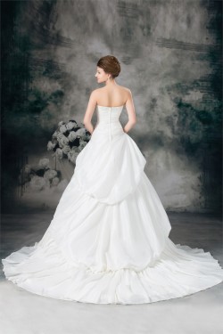 A-Line Soft Sweetheart Taffeta Sleeveless Beaded Applique Wedding Dresses 2031091