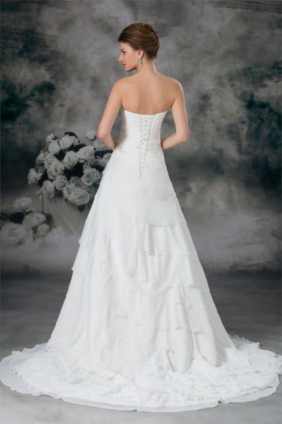 A-Line Strapless Chiffon Satin Sleeveless Beaded Wedding Dresses 2031092 A-Line Strapless Chiffon Satin Sleeveless Beaded Wedding Dresses 2031092