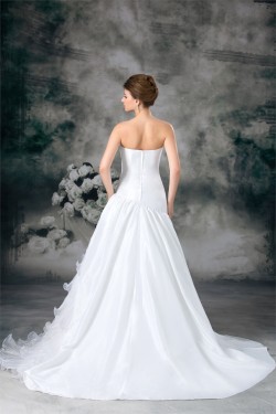 A-Line Strapless Organza Taffeta Sleeveless Best Wedding Dresses 2031093