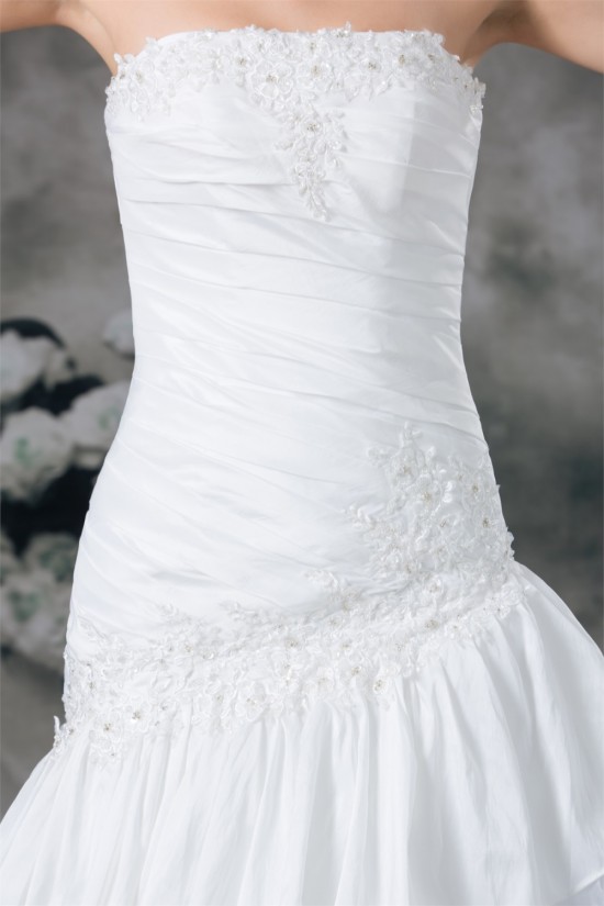 A-Line Strapless Organza Taffeta Sleeveless Best Wedding Dresses 2031093