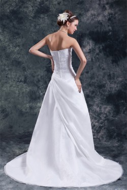 A-Line Strapless Satin Organza Sleeveless New Arrival Wedding Dresses 2031094