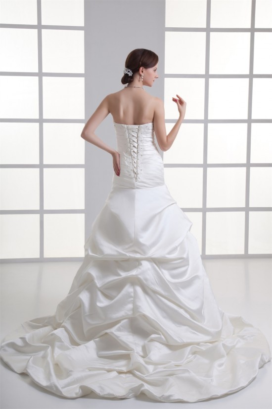 A-Line Sweetheart Satin Sleeveless Wedding Dresses 2031096 A-Line Sweetheart Satin Sleeveless Wedding Dresses 2031096