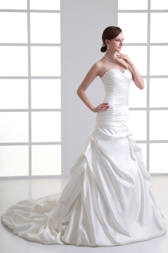 A-Line Sweetheart Satin Sleeveless Wedding Dresses 2031096 A-Line Sweetheart Satin Sleeveless Wedding Dresses 2031096
