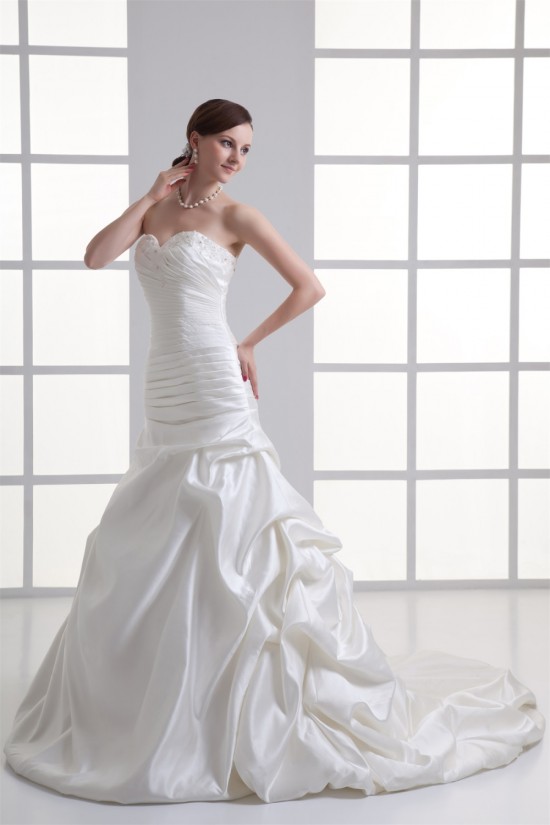 A-Line Sweetheart Satin Sleeveless Wedding Dresses 2031096 A-Line Sweetheart Satin Sleeveless Wedding Dresses 2031096