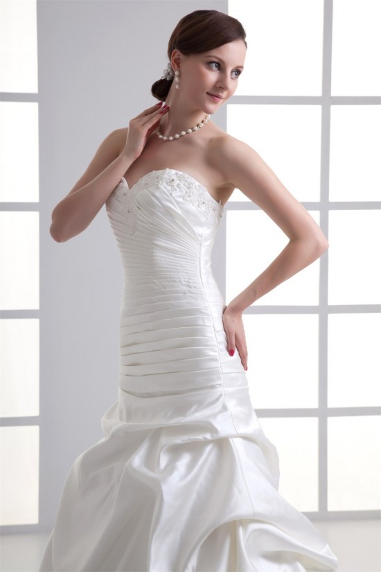A-Line Sweetheart Satin Sleeveless Wedding Dresses 2031096 A-Line Sweetheart Satin Sleeveless Wedding Dresses 2031096