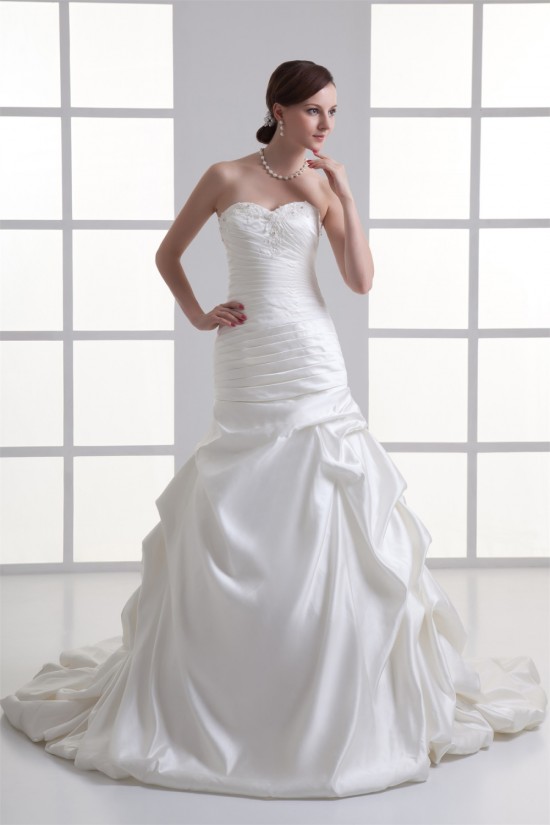 A-Line Sweetheart Satin Sleeveless Wedding Dresses 2031096 A-Line Sweetheart Satin Sleeveless Wedding Dresses 2031096