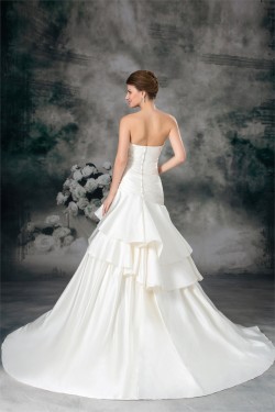 A-Line Sweetheart Satin Sleeveless Embellished Wedding Dresses 2031097