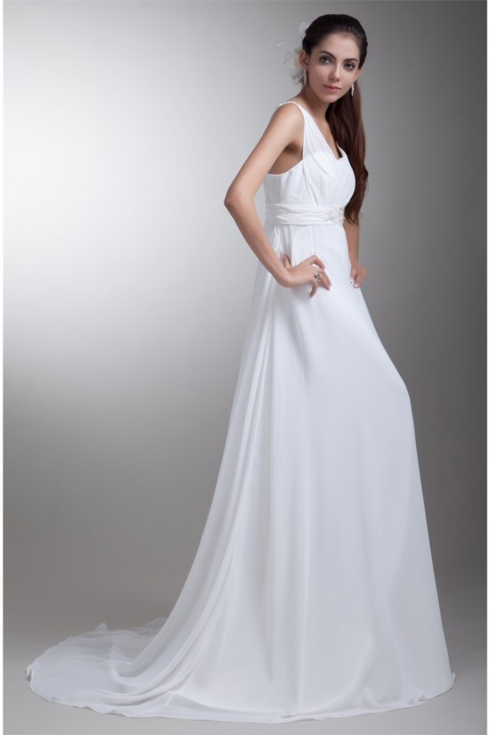 A-Line V-Neck Chiffon Satin Sleeveless Wedding Dresses Maternity Wedding Dresses 2031098 A-Line V-Neck Chiffon Satin Sleeveless Wedding Dresses Maternity Wedding Dresses 2031098