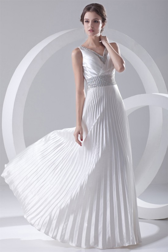 A-Line V-Neck Elastic Woven Satin Floor-Length Beaded Sequin Wedding Dresses 2031099 A-Line V-Neck Elastic Woven Satin Floor-Length Beaded Sequin Wedding Dresses 2031099