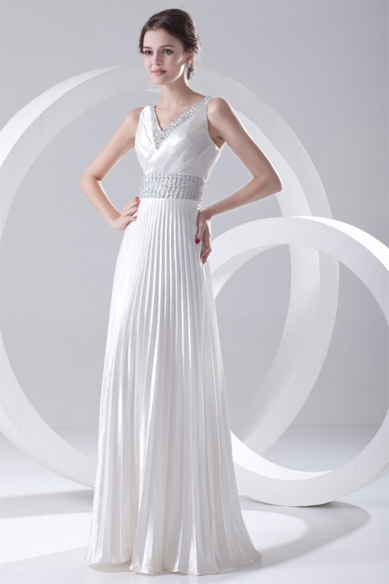 A-Line V-Neck Elastic Woven Satin Floor-Length Beaded Sequin Wedding Dresses 2031099 A-Line V-Neck Elastic Woven Satin Floor-Length Beaded Sequin Wedding Dresses 2031099