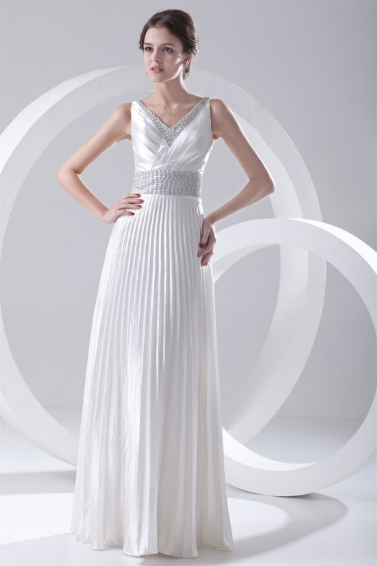 A-Line V-Neck Elastic Woven Satin Floor-Length Beaded Sequin Wedding Dresses 2031099 A-Line V-Neck Elastic Woven Satin Floor-Length Beaded Sequin Wedding Dresses 2031099