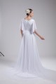 A-Line Chiffon V-Neck Half Elbow Sleeve Wedding Dresses 2030110