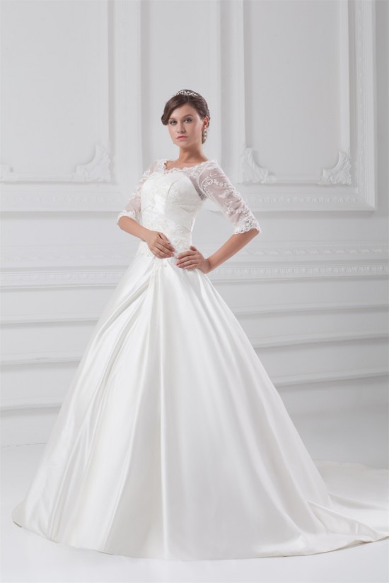 A-Line V-Neck Half Elbow Sleeve Lace Taffeta Embellished Wedding Dresses 2031100 A-Line V-Neck Half Elbow Sleeve Lace Taffeta Embellished Wedding Dresses 2031100