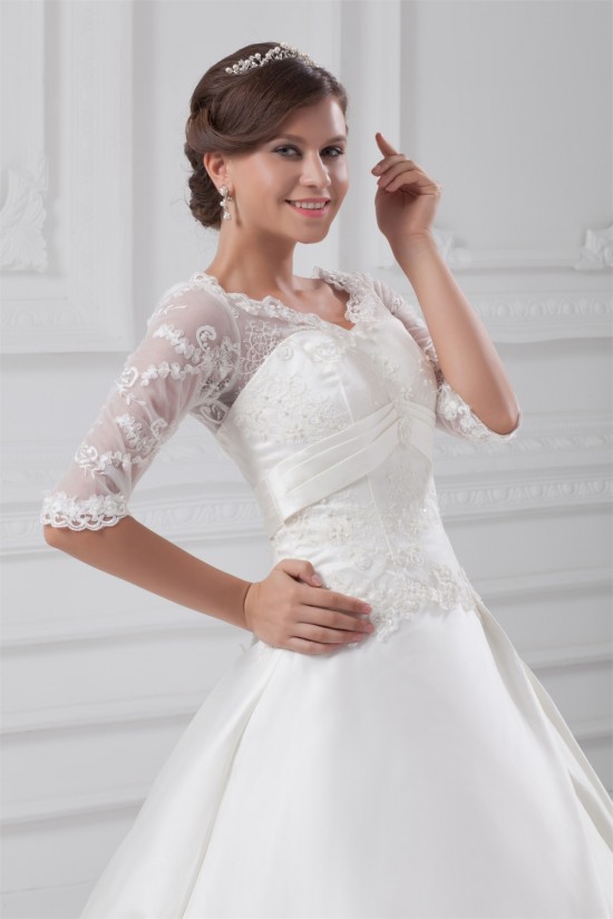 A-Line V-Neck Half Elbow Sleeve Lace Taffeta Embellished Wedding Dresses 2031100 A-Line V-Neck Half Elbow Sleeve Lace Taffeta Embellished Wedding Dresses 2031100