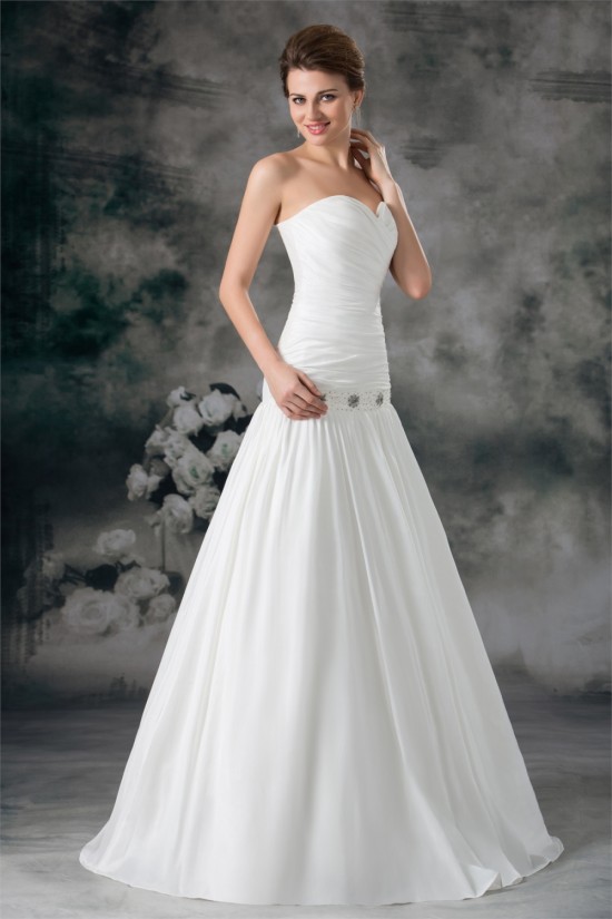 Amazing A-Line Sleeveless Satin Sweetheart Beaded Wedding Dresses 2031101 Amazing A-Line Sleeveless Satin Sweetheart Beaded Wedding Dresses 2031101