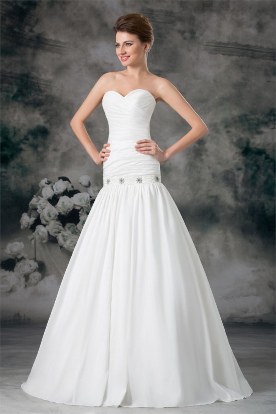 Amazing A-Line Sleeveless Satin Sweetheart Beaded Wedding Dresses 2031101 Amazing A-Line Sleeveless Satin Sweetheart Beaded Wedding Dresses 2031101