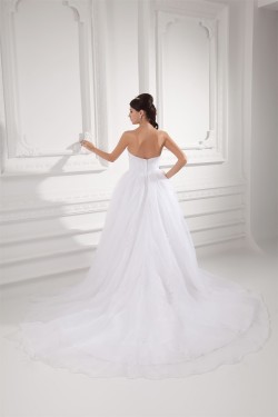 Amazing A-Line Strapless Sleeveless Satin Organza Wedding Dresses 2031102