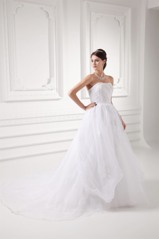 Amazing A-Line Strapless Sleeveless Satin Organza Wedding Dresses 2031102 Amazing A-Line Strapless Sleeveless Satin Organza Wedding Dresses 2031102