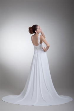 Amazing A-Line Straps Chiffon Elastic Woven Satin Wedding Dresses 2031103