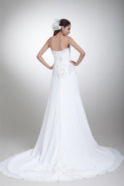 Amazing Chiffon Satin Sleeveless Sweetheart A-Line Wedding Dresses 2031107
