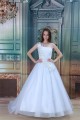 Amazing One-Shoulder Satin Netting A-Line Beaded Wedding Dresses 2031108